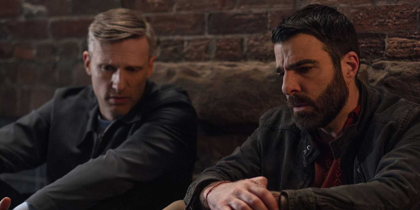 Wolf and Nichols sitting next to each other in Brilliant Minds season 1, episode 7