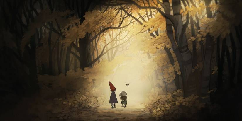 Wirt (Elijah Wood) e Gregory (Collin Dean) caminhando pelo desconhecido em Over the Garden Wall.