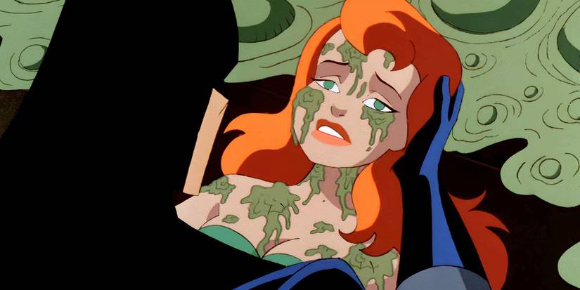 Hera Venenosa coberta de lodo verde em Casa e Jardim de Batman: A Série Animada