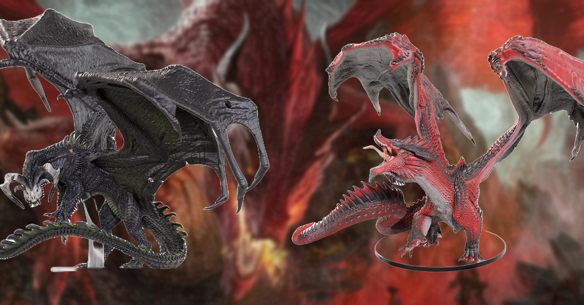 WizKids Brings D&D's Red Dragon Tyrant And Black Dragon Corruptor