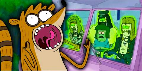Imagery of Rigby and other Regular Show characters