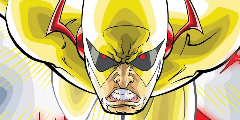 Reverse-Flash, aka Zoom, runs towards the viewer