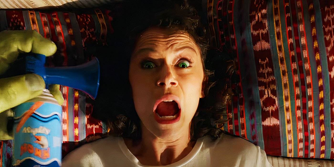 Smart Hulk waking up Jennifer Walters with an air horn in She-Hulk Attorney at Law