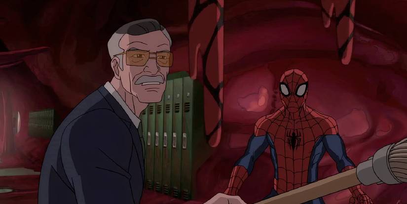 Stan Lee wields a mop in Ultimate Spider-Man