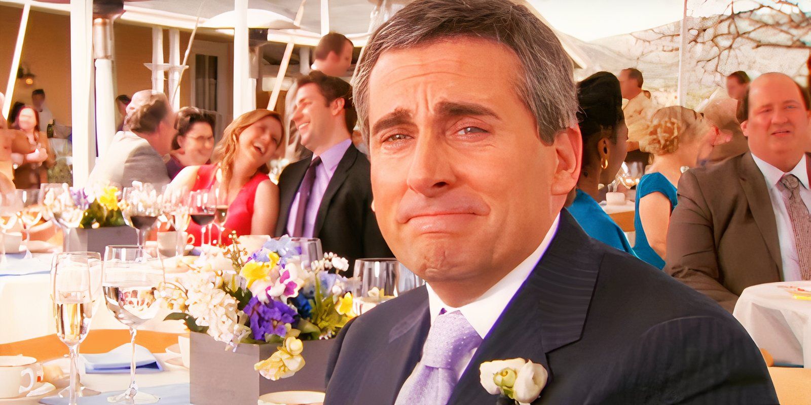 Steve Carell crying as Michael Scott in The Office season 9 finale