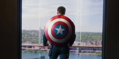 Steve Rogers in an elevator in Captain America The Winter Soldier