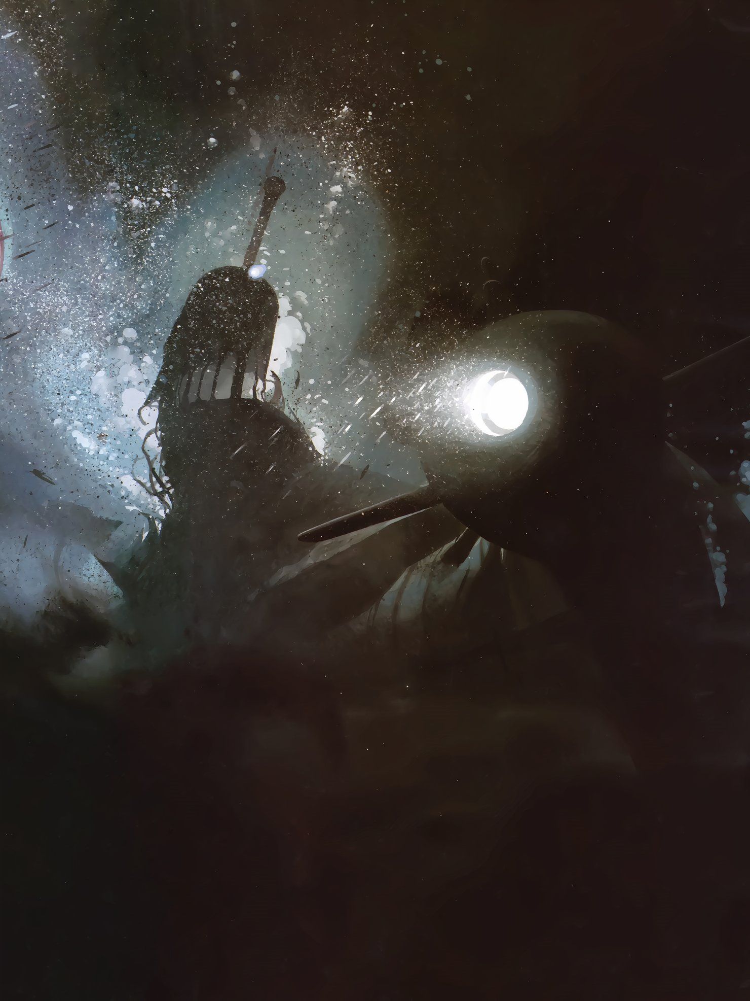 A submarine is sunken to the depths of the ocean.