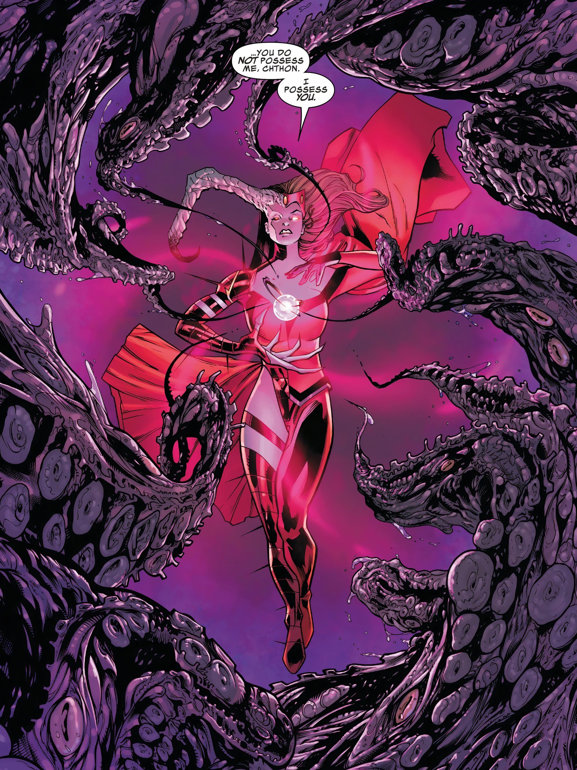 Scarlet Witch consumes Chthon.