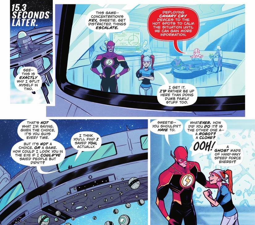 The Flash #15, Wally West reveals he's split himself in two and Irey asks how he d...