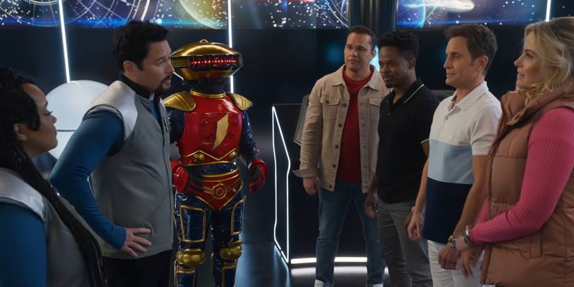 The Power Rangers talking to Adam and Aisha in Once & Always
