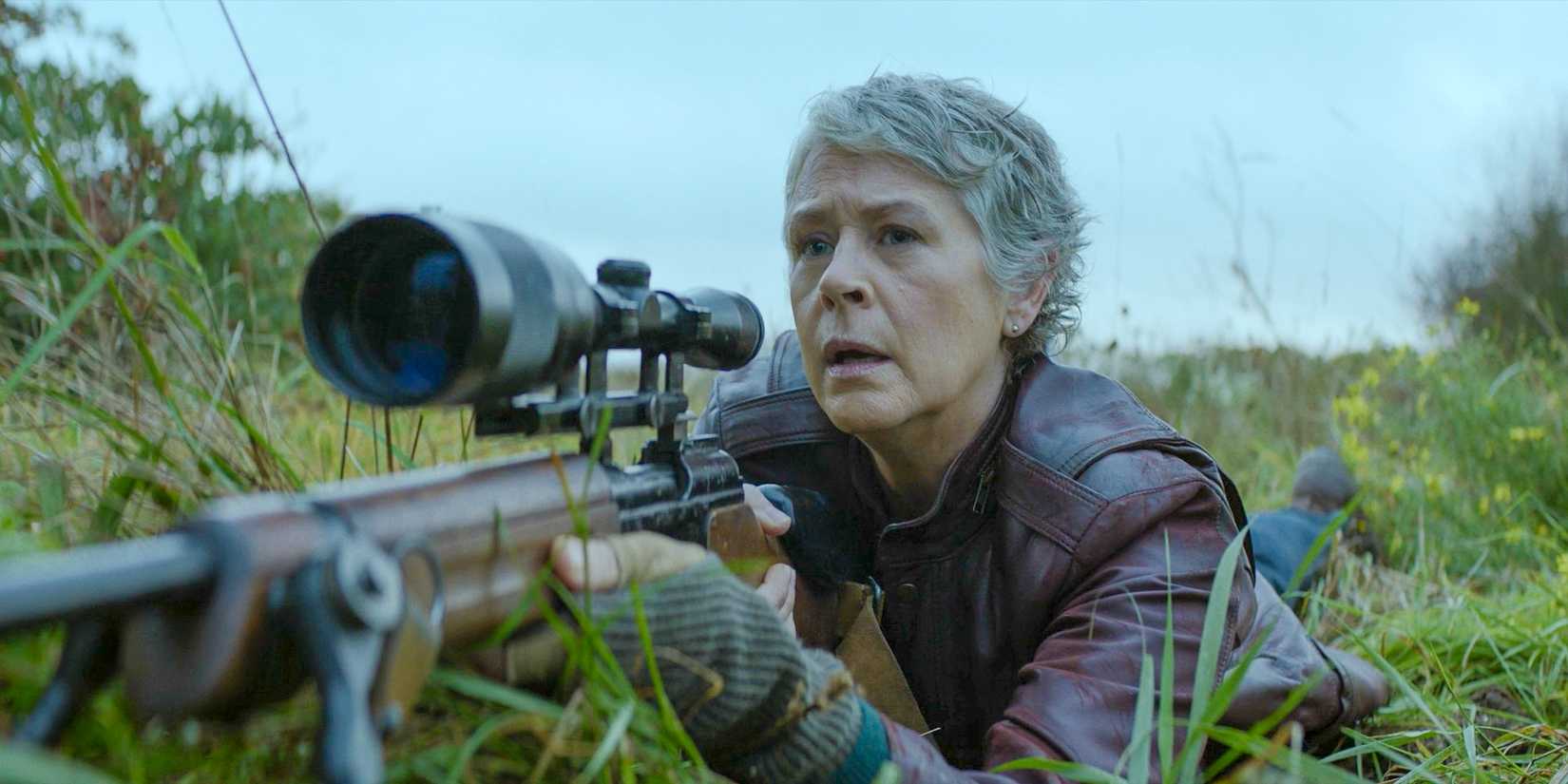 Carol (Melissa McBride) as a sniper in The Walking Dead: Daryl Dixon Season 2 Ep 6