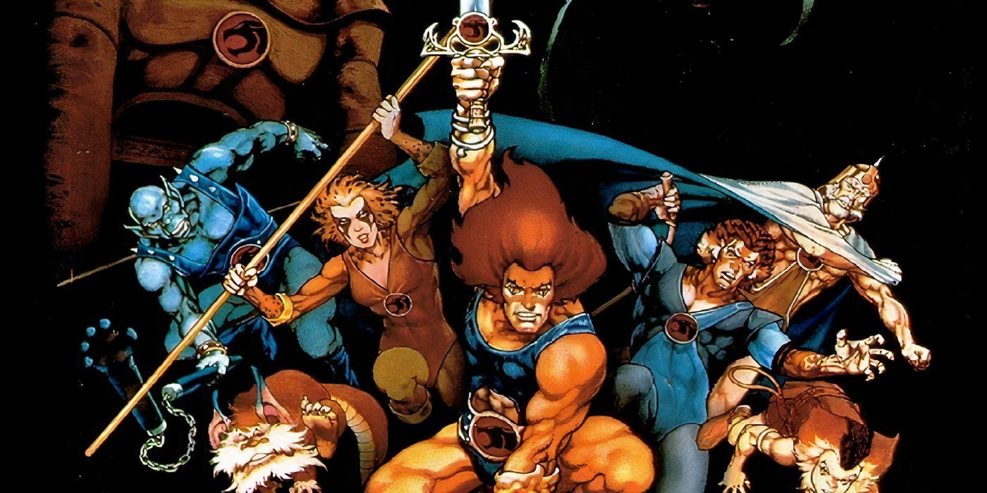 The ThunderCats all jumping up together.