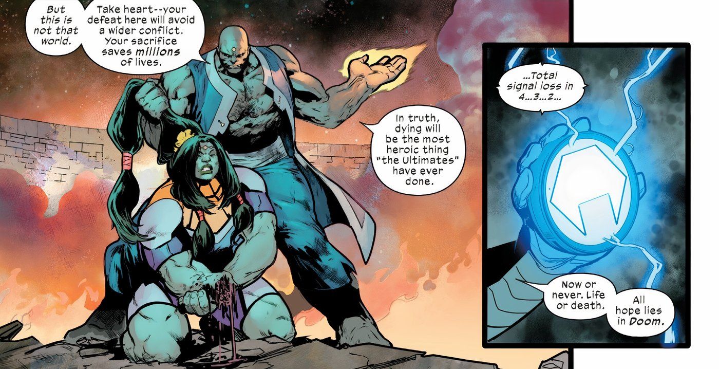 Ultimates 6 Doom está listo para quitarle los Ultimates a Ultimate Hulk y dice que toda esperanza está en Doom