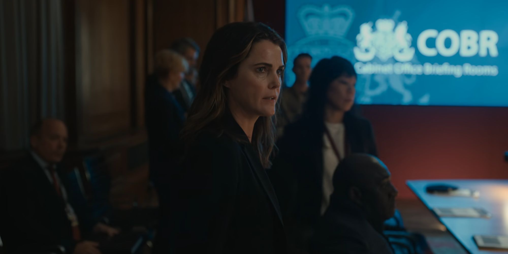 Keri Russell looking concerned as Kate Wyler in The Diplomat