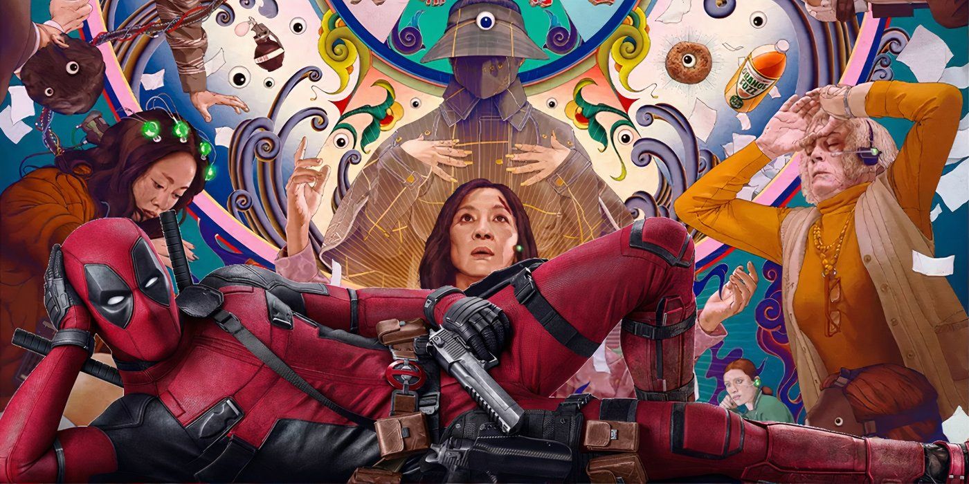 Deadpool Lounges In Front of Everything Everywhere All at Once Poster