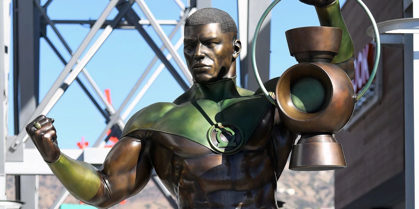 Green Lantern John Stewart bronze statues, based on a design by Jamal Campbell