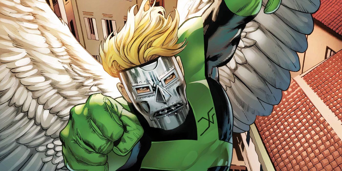 Comic book art: Angel as Doctor Doom's Mutant Soldier in a Doom Mask