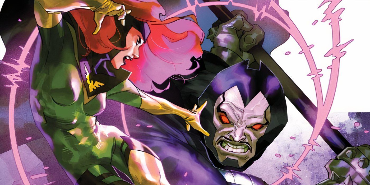 Comic book art: Jean Grey Phoenix versus the Dark God Perrikus