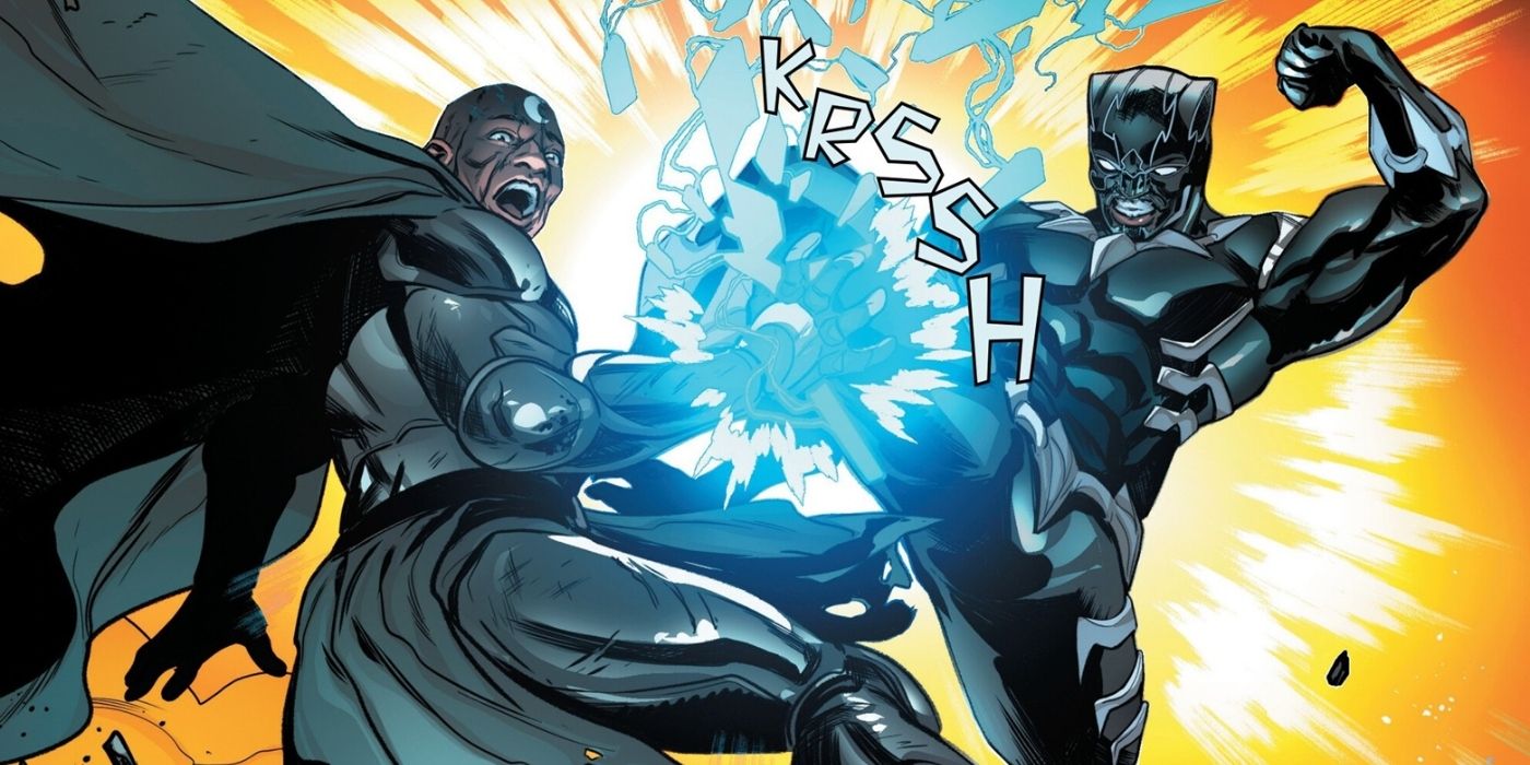 Black Panther attacking Moon Knight. 