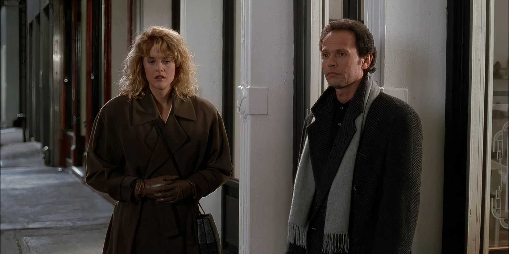 Актер Билл Кристал и актриса Мег Райан в роли Гарри и Салли в фильме "Когда Гарри встретил Салли".