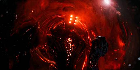 Arishem using a black hole to travel in Eternals