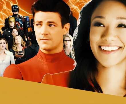 Команда Arrowverse рядом с Бари из "The Flash" и Ирис