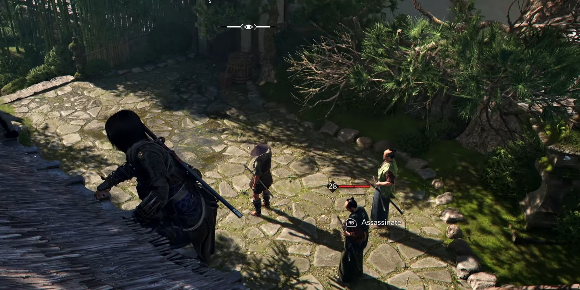 Hiding from the enemies in Assassin's Creed Shadows