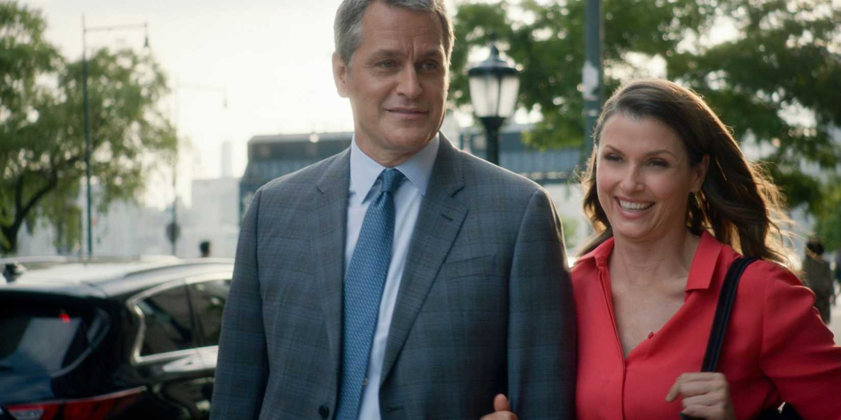 Blue Bloods Erin and Jack walking with arms linked and smiling