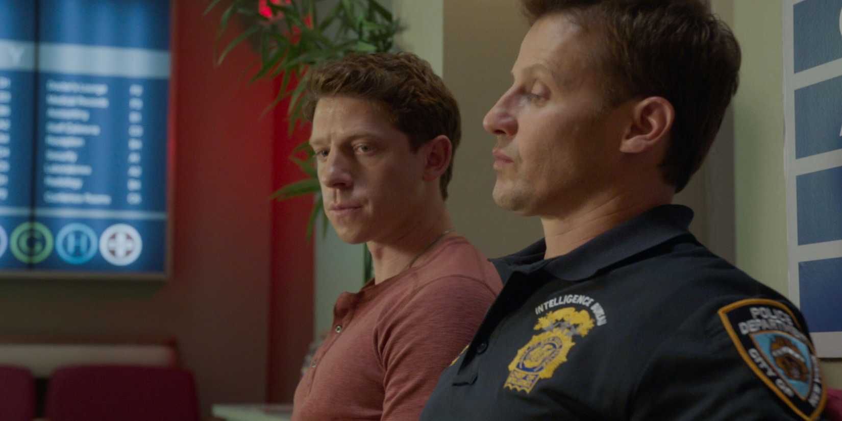 Blue Bloods Joe and Jamie sitting and talking in the hospital waiting room