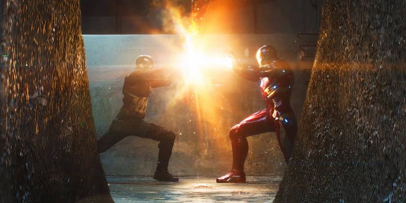 Captain America fighting Iron Man in Siberia in Captain America Civil War