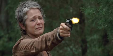 Carol shoots Lizzie with tears in her eyes in The Walking Dead