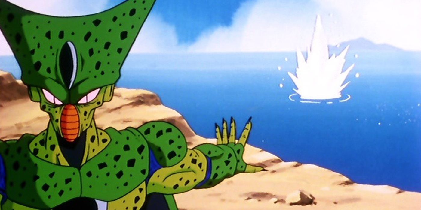 Cell getta Piccolo in mare in Dragon Ball Z.
