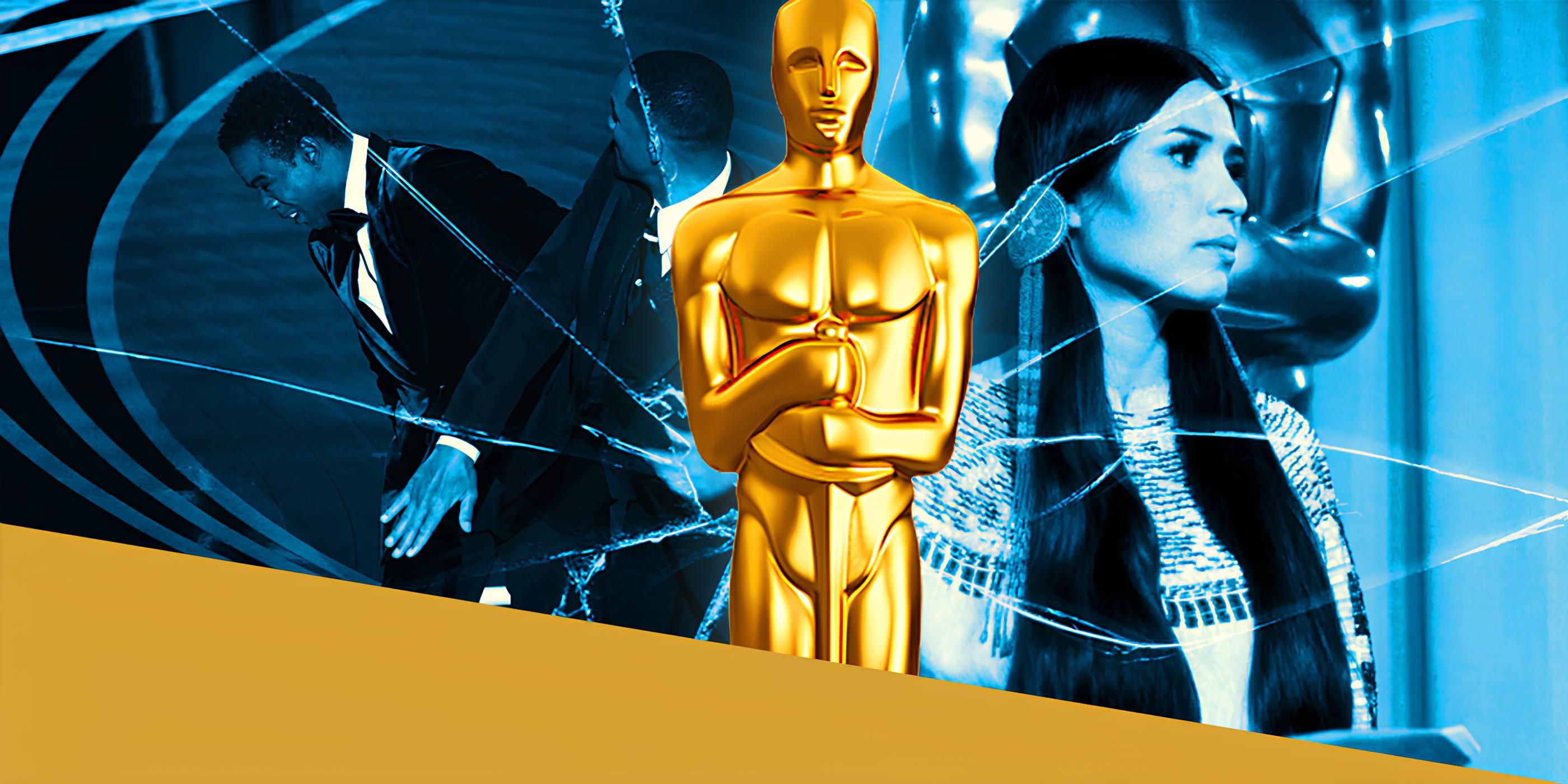 chris rock slapped and native american marlon brando replacement behing oscar statue