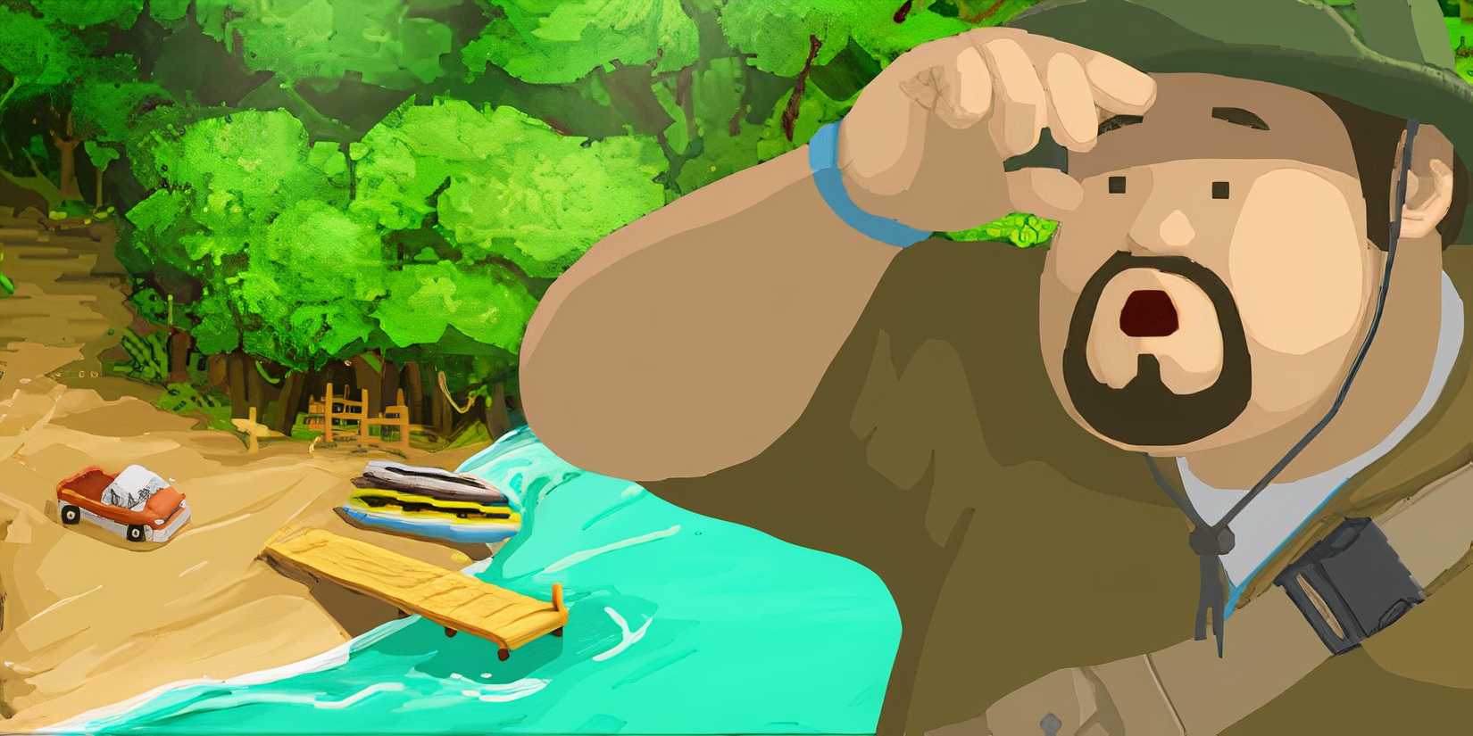 Dave The Diver Against A Forest Background.