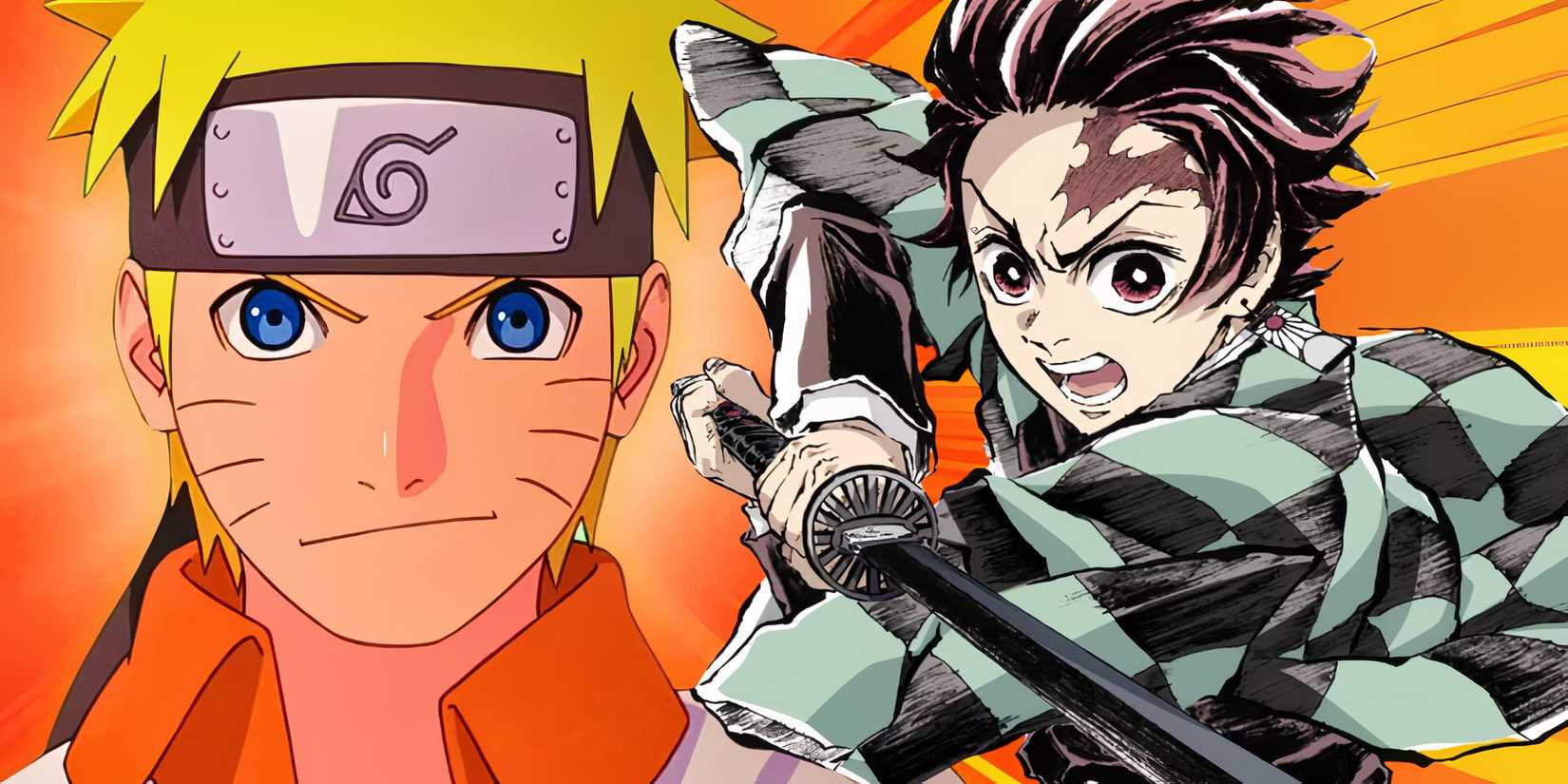 Close up of Naruto and Tanjiro Kamado