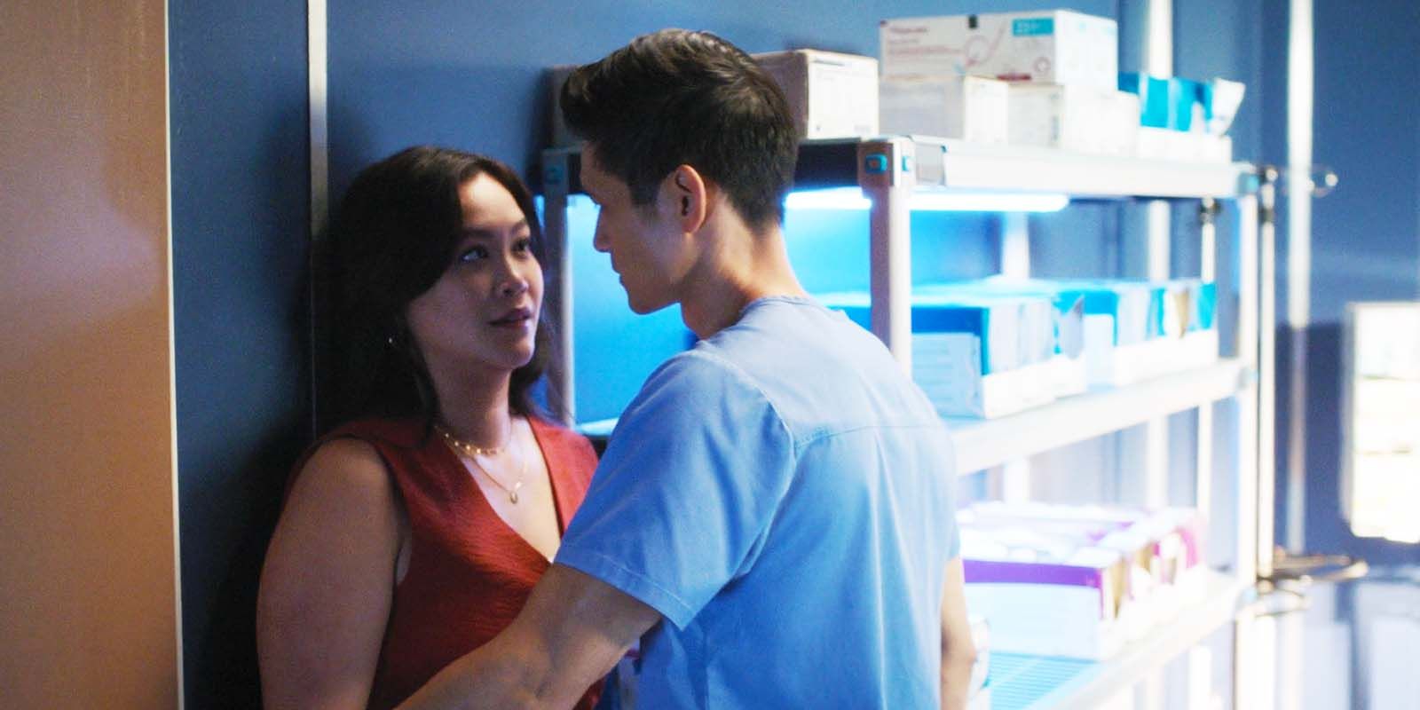 Dianne Doan as Molly Tran and as Harry Shum Jr. as Blue Kwan in Grey's Anatomy season 21 episode 8