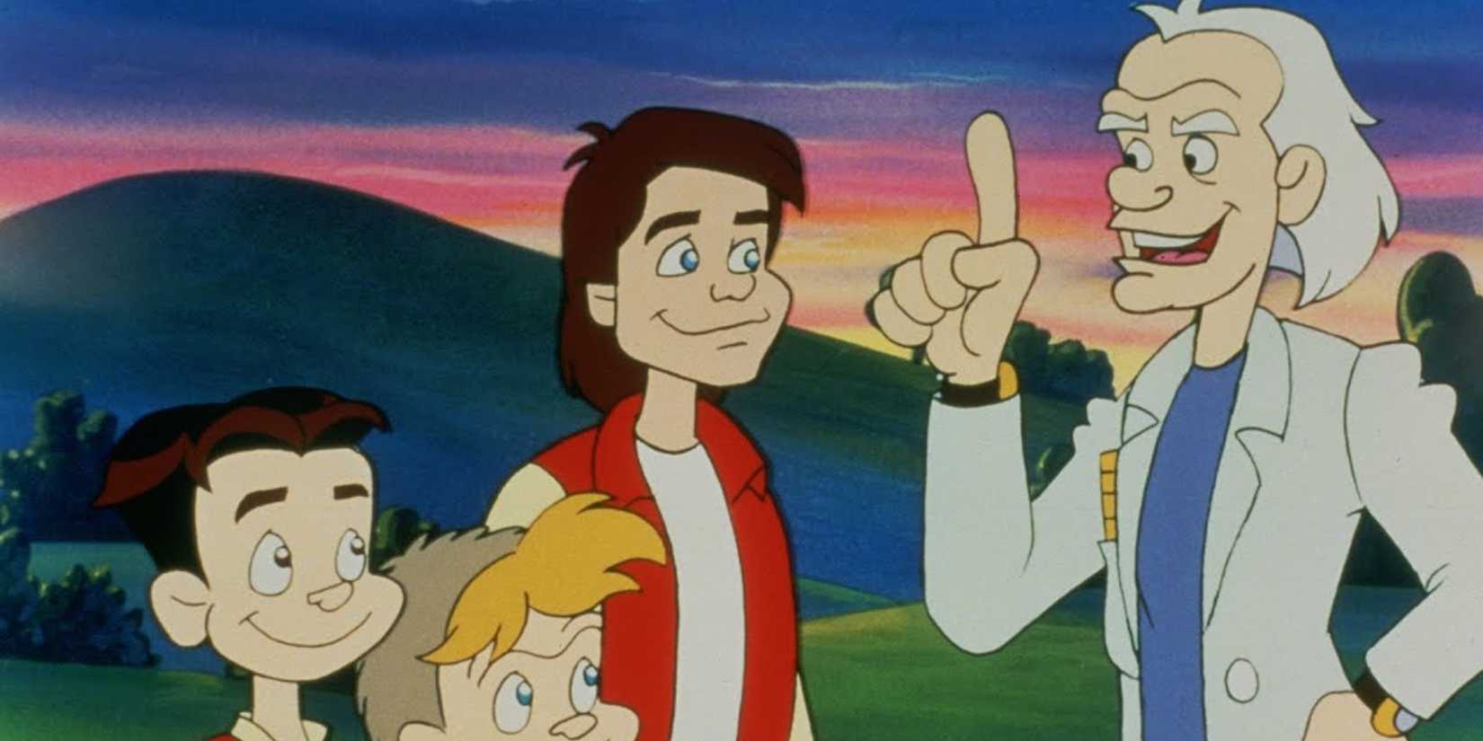 Doc talking to Marty and his kids in the Back to the Future TV show
