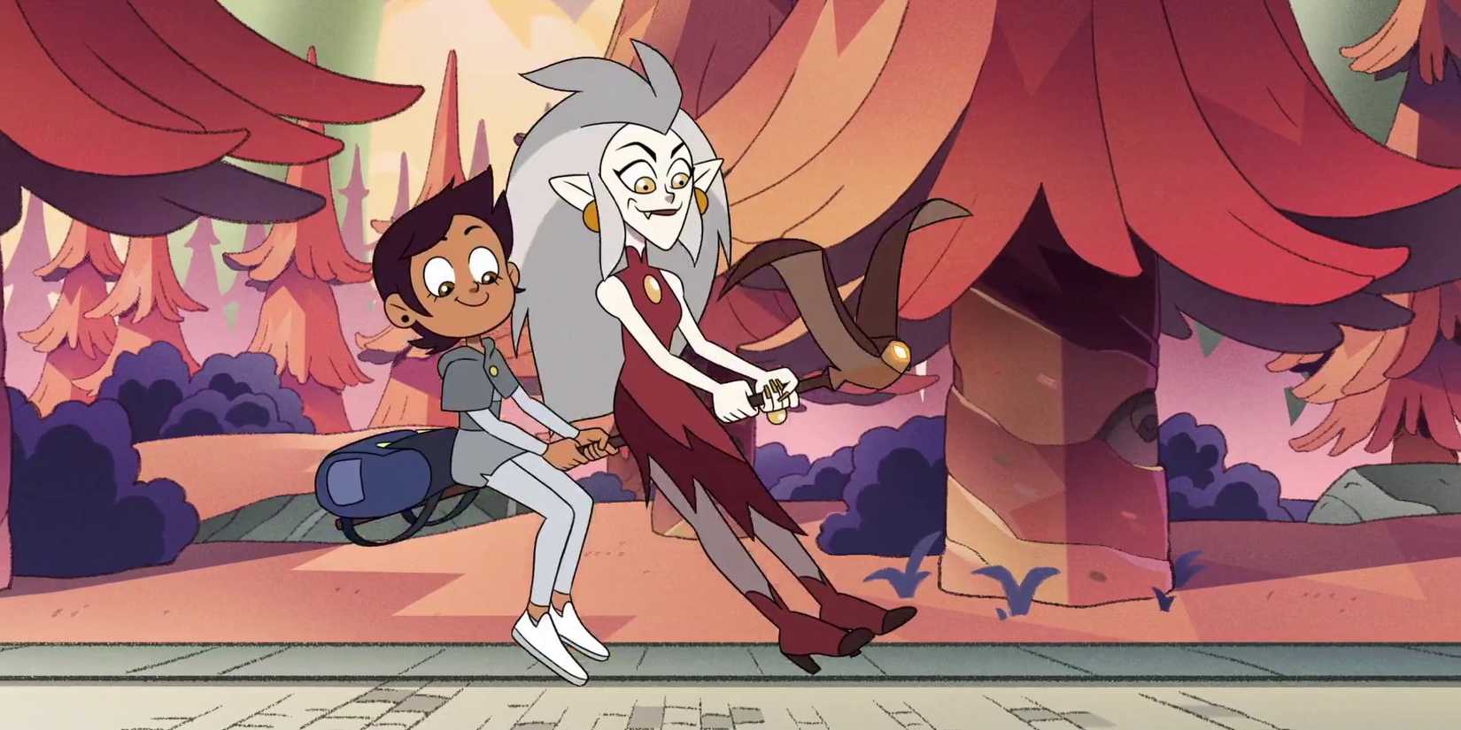 Eda dropping Luz off at school in The Owl House