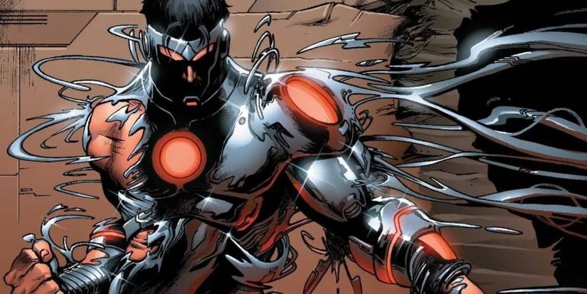 Superior Iron Man in his Endo-Sym suit in Marvel Comics' AXIS event.