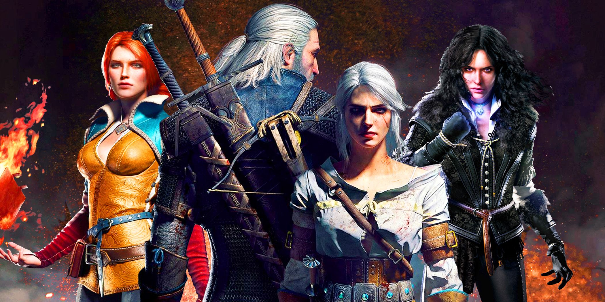 Geralt and Ciri with Yennefer and Triss from Witcher 3.
