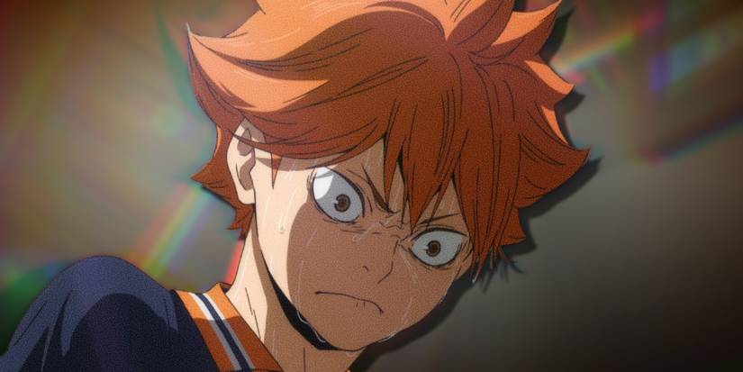 Haikyu's Hinata is mad and is crying as reality distorts around him.