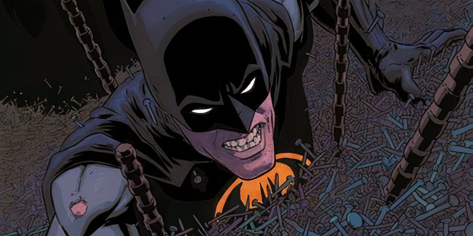  Batman crawling through nails.