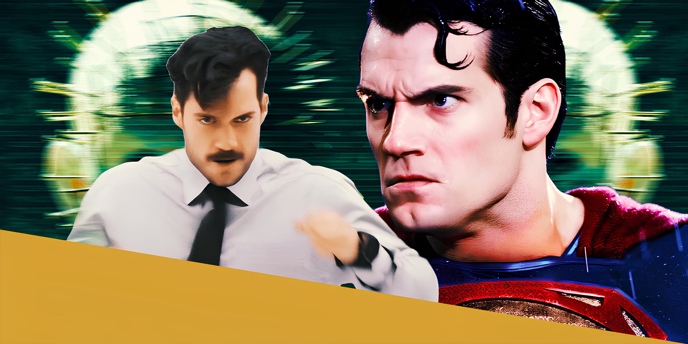 Henry Cavill as superman and august walker running