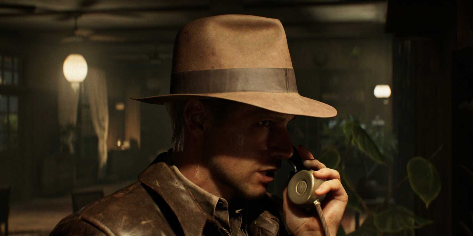 Indiana Jones and the Great Circle Indy taking a phone call