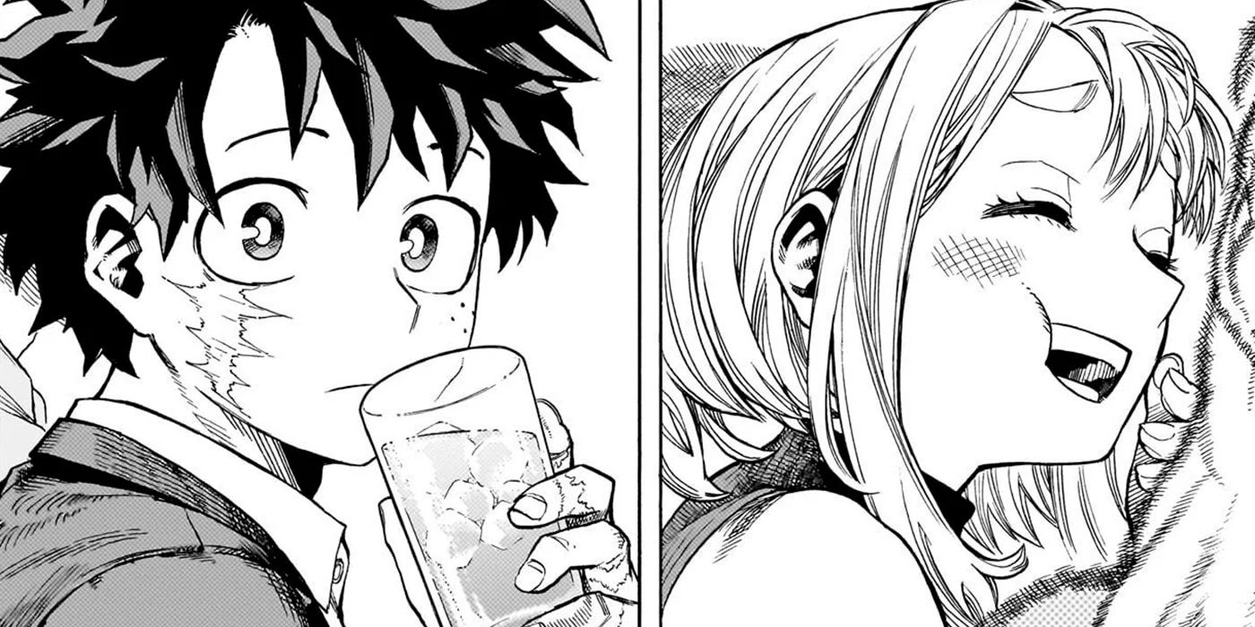 izuku osserva uraraka nel capitolo 431