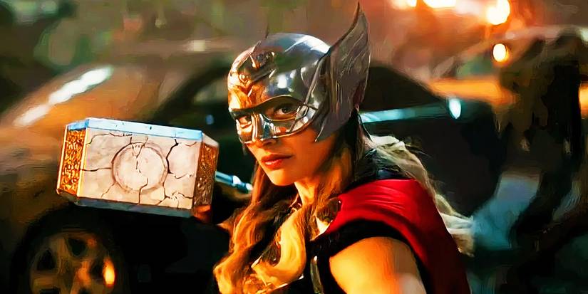 Jane Foster's Mighty Thor with Mjolnir in Thor Love and Thunder