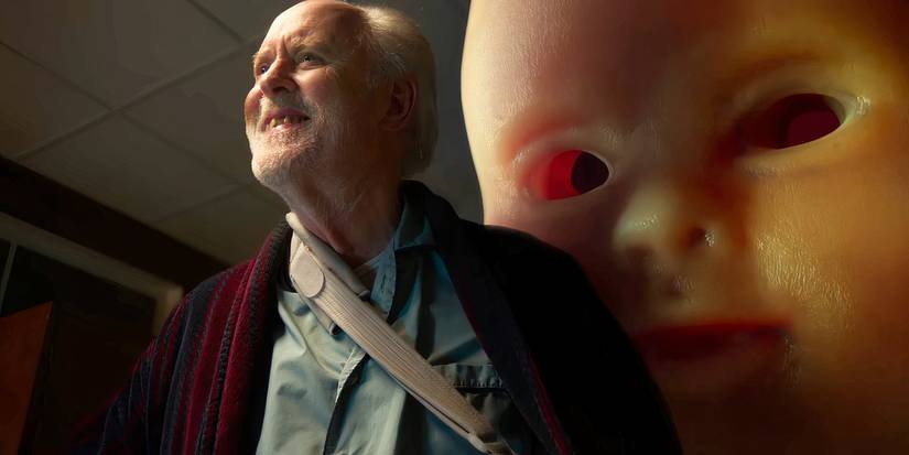 Джон Литтлгема с огромным лицом ку baby в фильме "Правило Дженни Пен"