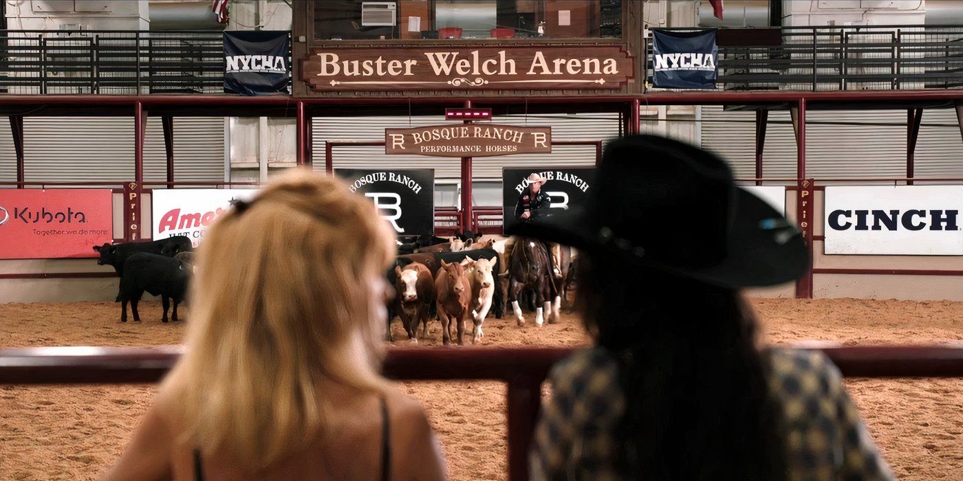 Kelly Reilly as Beth and Bella Hadid as Sadie in Yellowstone season 5 episode 13