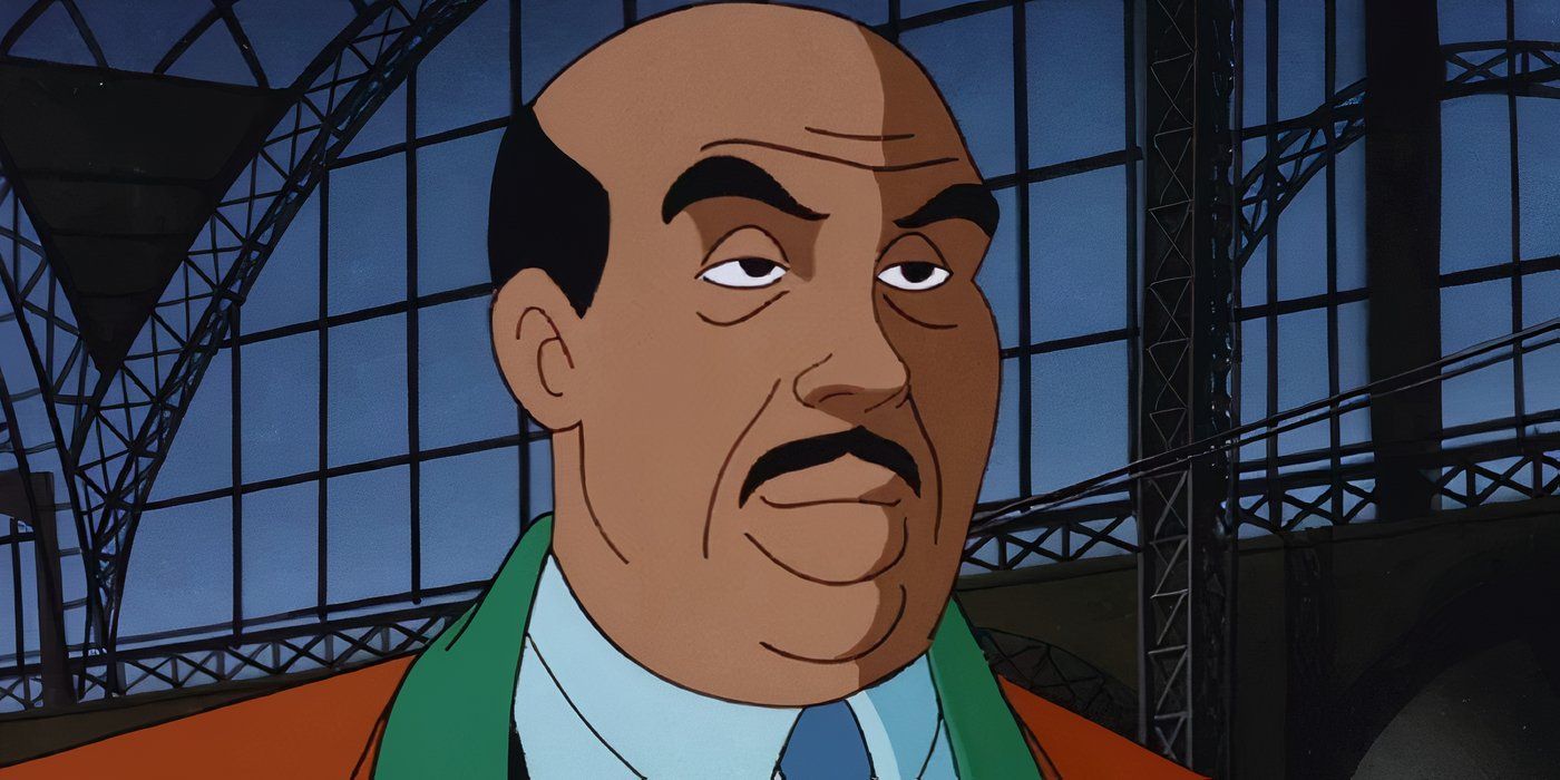 Lucius Fox che sorride in Batman la Serie Animata