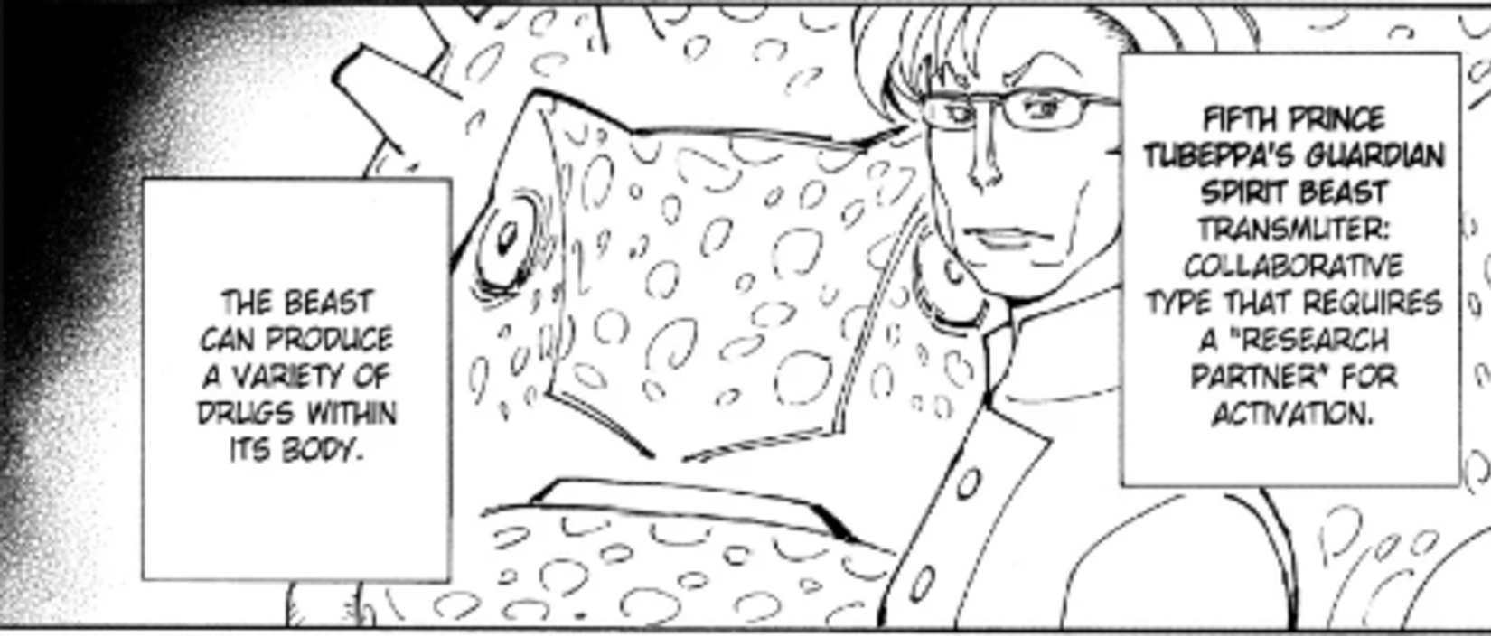 manga panel explaing the ability of Tubeppa's GSB